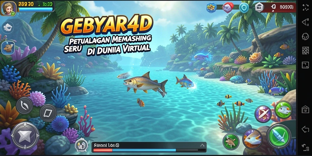 Screenshot gameplay GEBYAR4D yang menampilkan momen memancing yang mendebarkan.