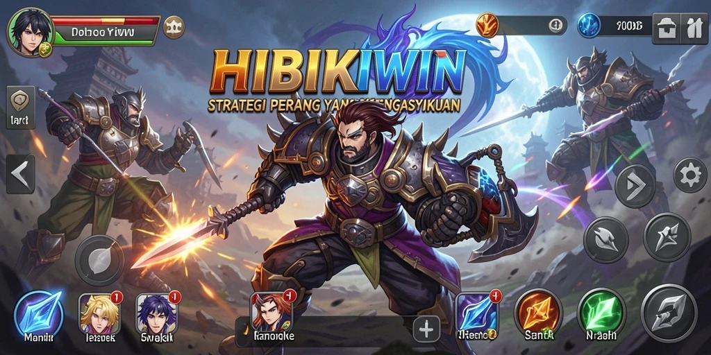 Gameplay mendebarkan di HIBIKIWIN dengan strategi perang yang menantang.