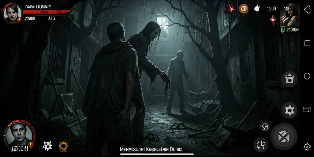 Tampilan gameplay menakutkan di dunia gelap J200M.