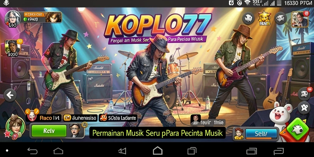 Screenshot gameplay KOPLO77 menampilkan pengguna bernyanyi dengan penuh semangat.