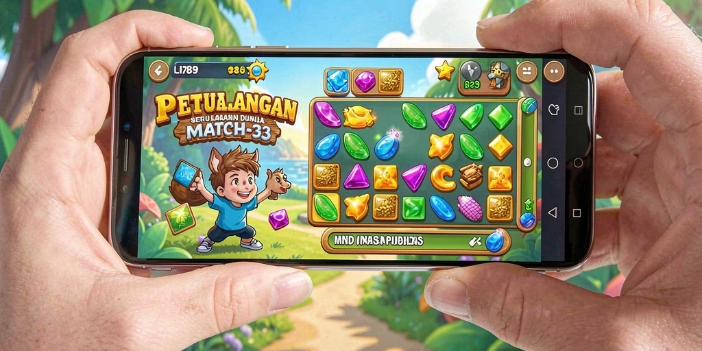 Tampilan seru gameplay LI789 dalam mencocokkan blok warna-warni.