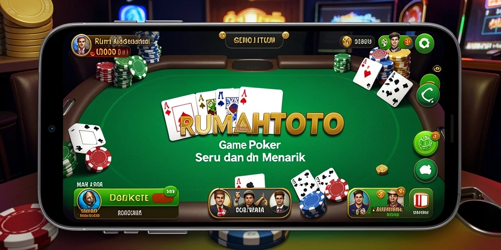 Tampilan utama RUMAHTOTO dengan gameplay seru Poker.