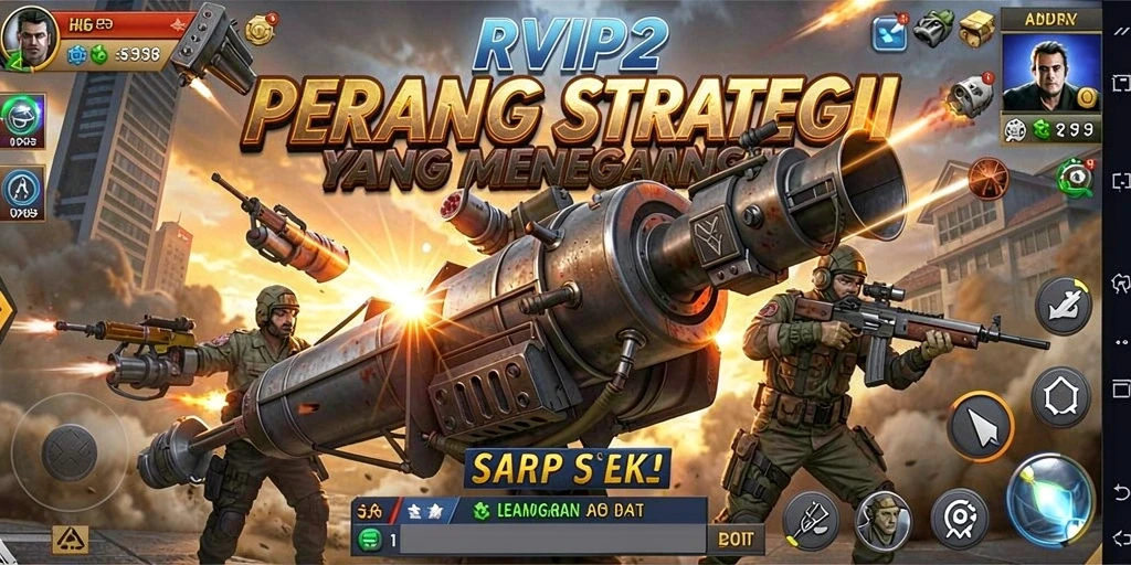 Screenshot gameplay RVIP2 menampilkan pertempuran strategi yang seru.